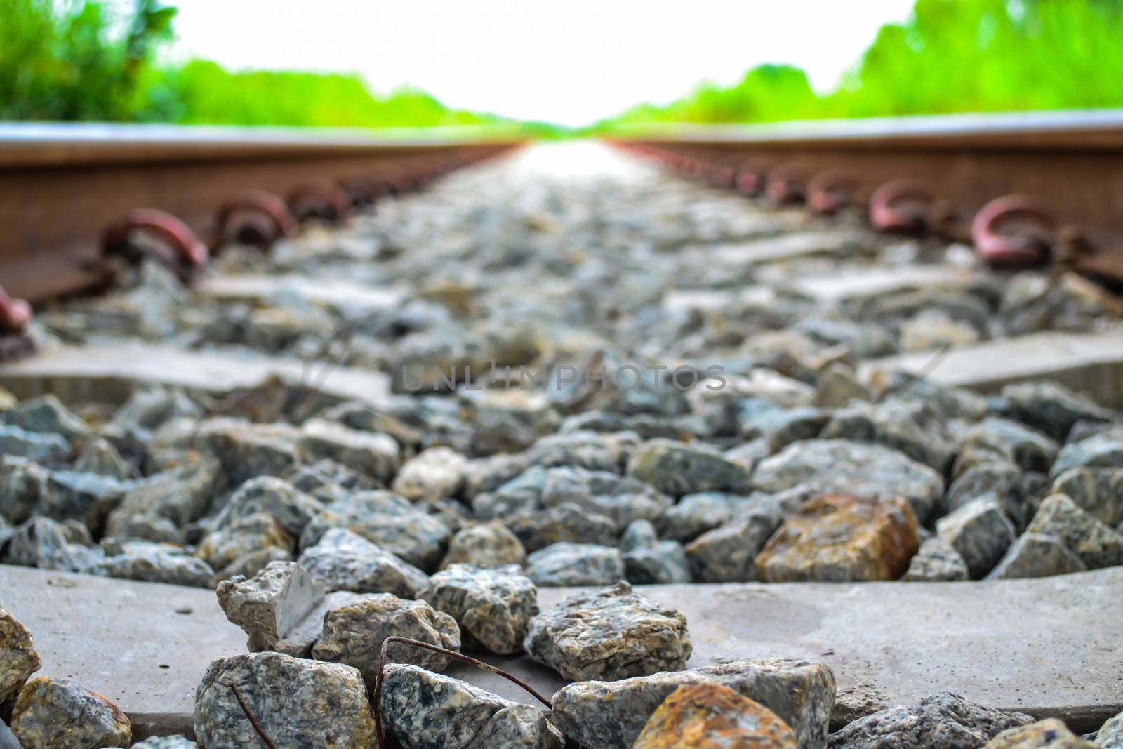 Selective focus old railway in thailand