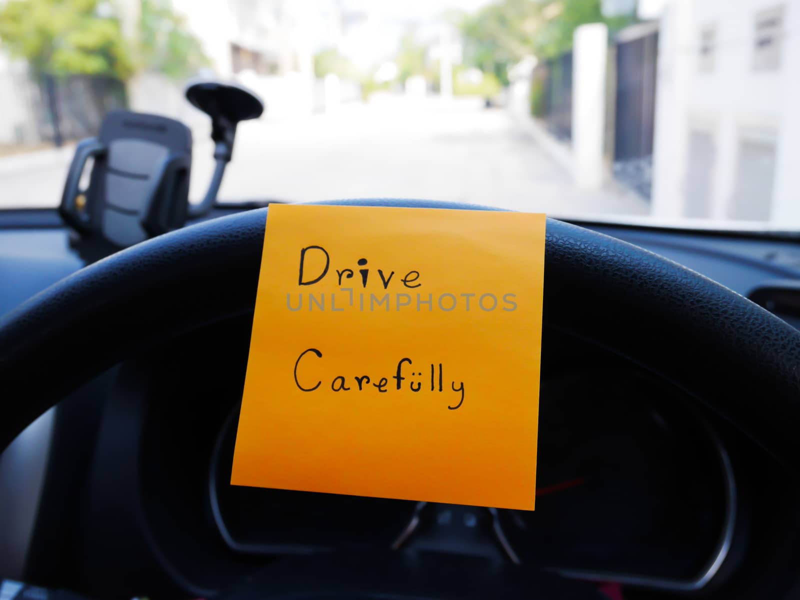 Drive carefully on post note attach in car for someone