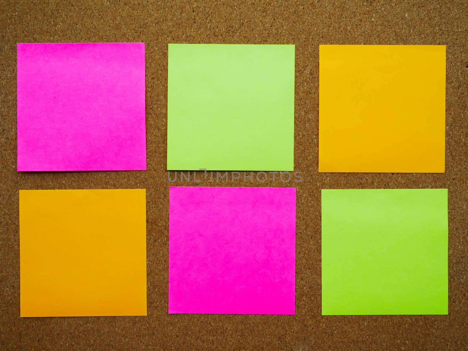 Six post note attach on wooden board