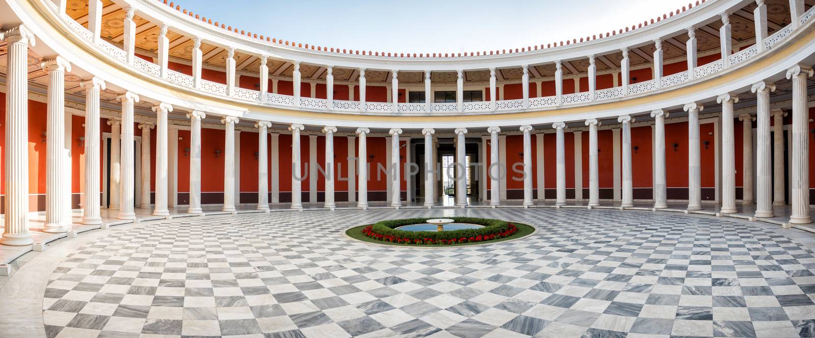 ATHENS, GREECE - APRIL 5,2016: The Zappeion Hall interior building with pillars