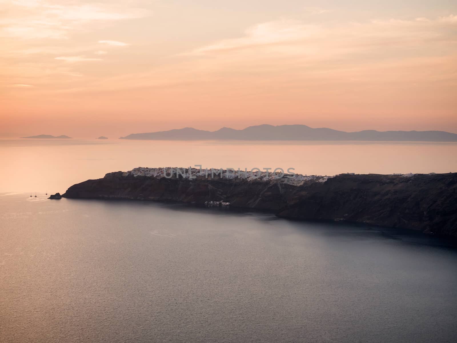 Panoramic view of the volcano of Santorini island in Cyclades,Greece