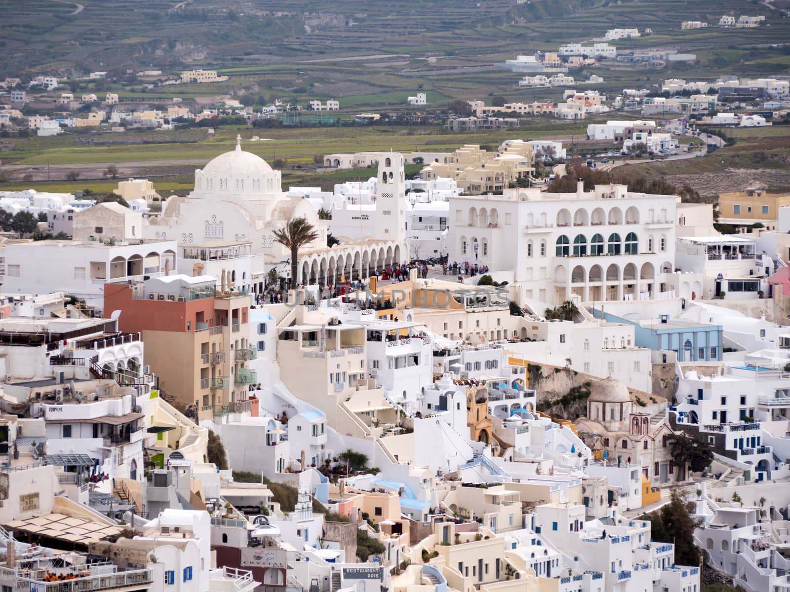 View of fira in Santorini island in cyclades,Greece