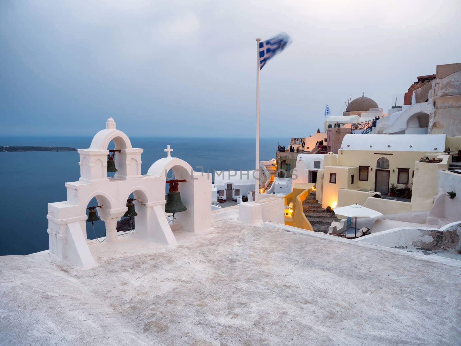 View of Oia in Santorini island in Cyclades, Greece