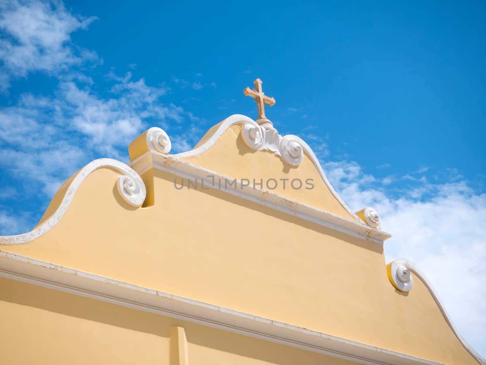 Close up of the top part of a church in Syros island,Greece