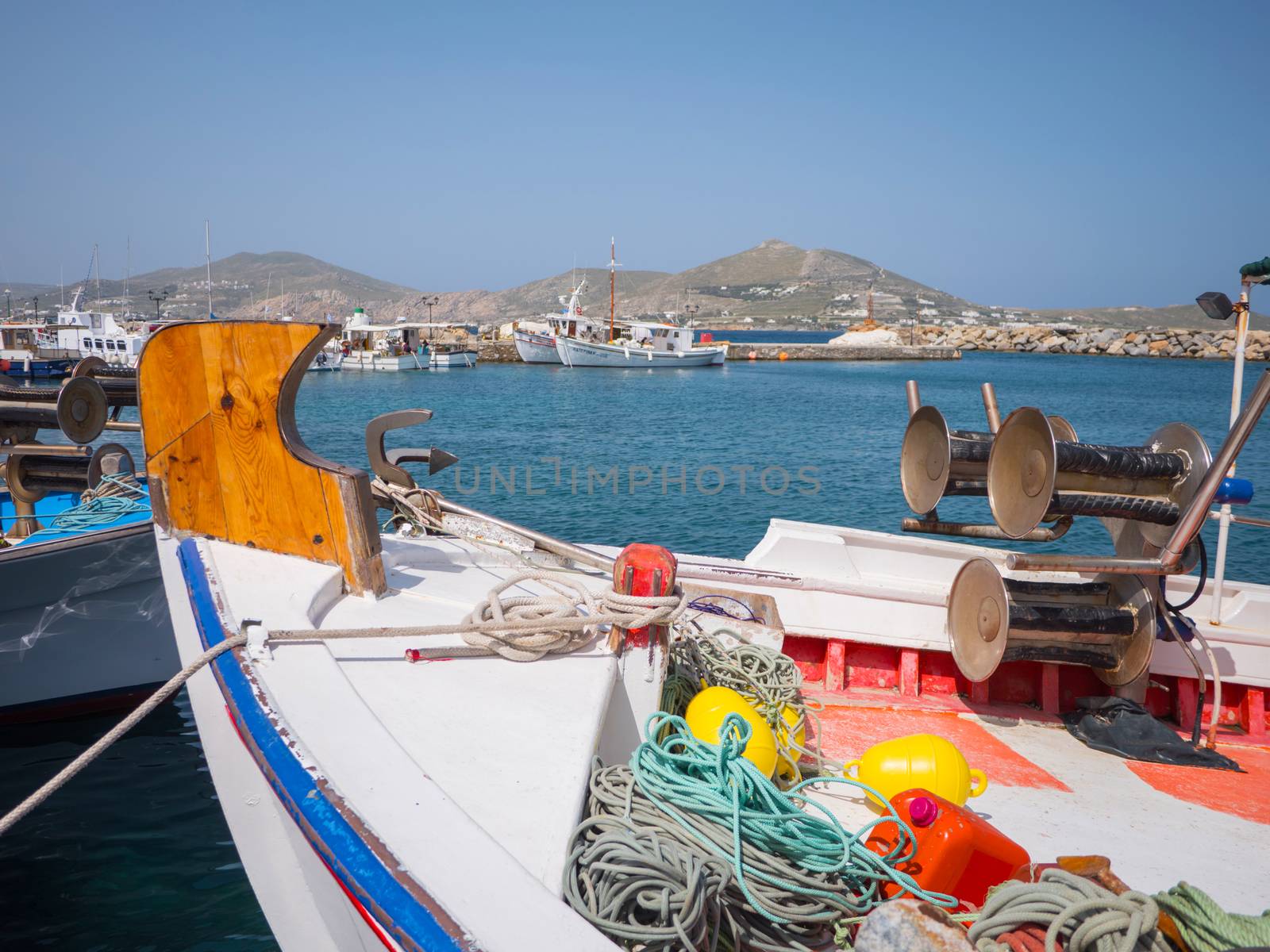 Fishing boats in the port of Naousa in Paros,Greece