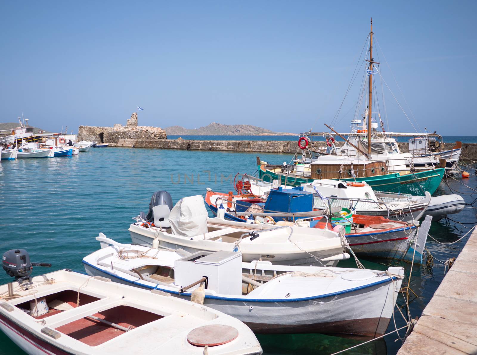Fishing boats in the port of Naousa in Paros,Greece