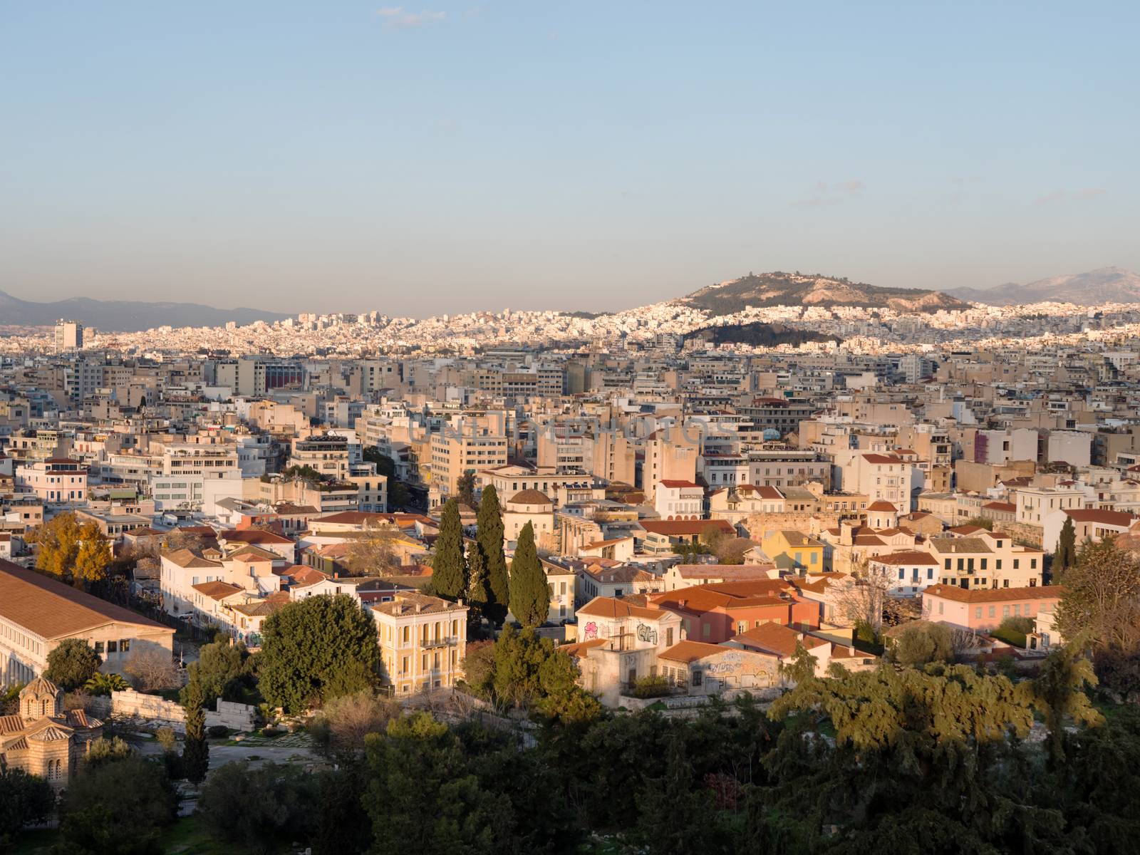 Panoramic view of Athens city in the afternoon