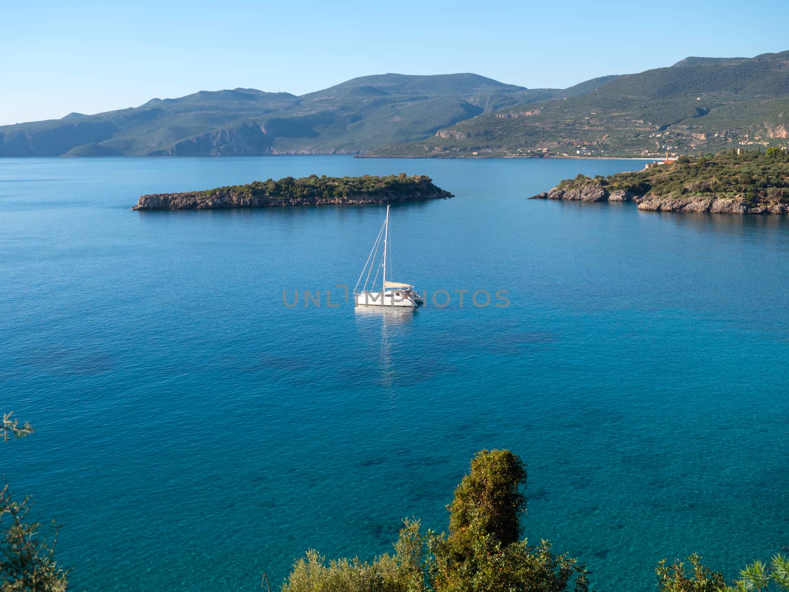 Sail boat in a shore of Mani Peloponnese,Greece