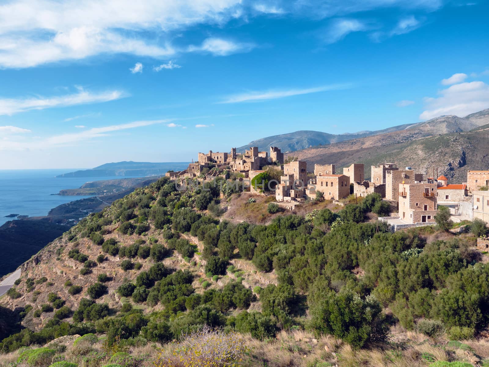 Medieval village Vathia in the Mani region, Peloponnese, Greece