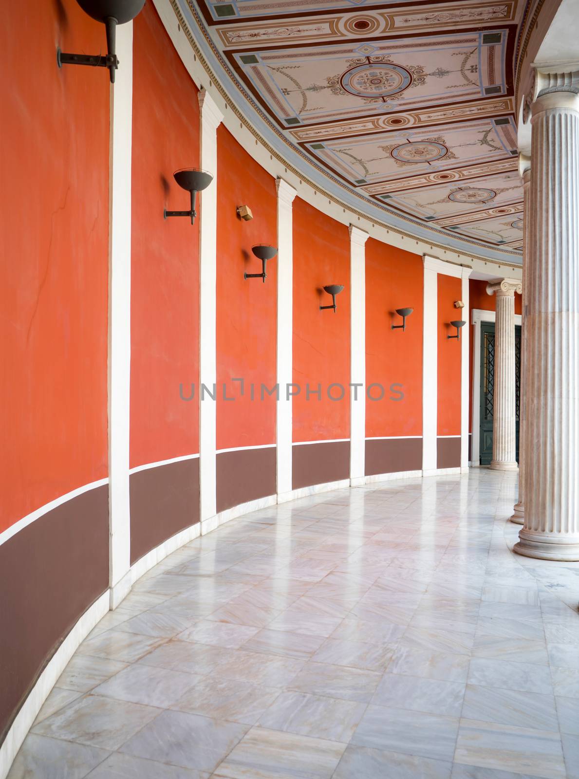 ATHENS, GREECE - APRIL 5,2016: The Zappeion Hall interior building with pillars