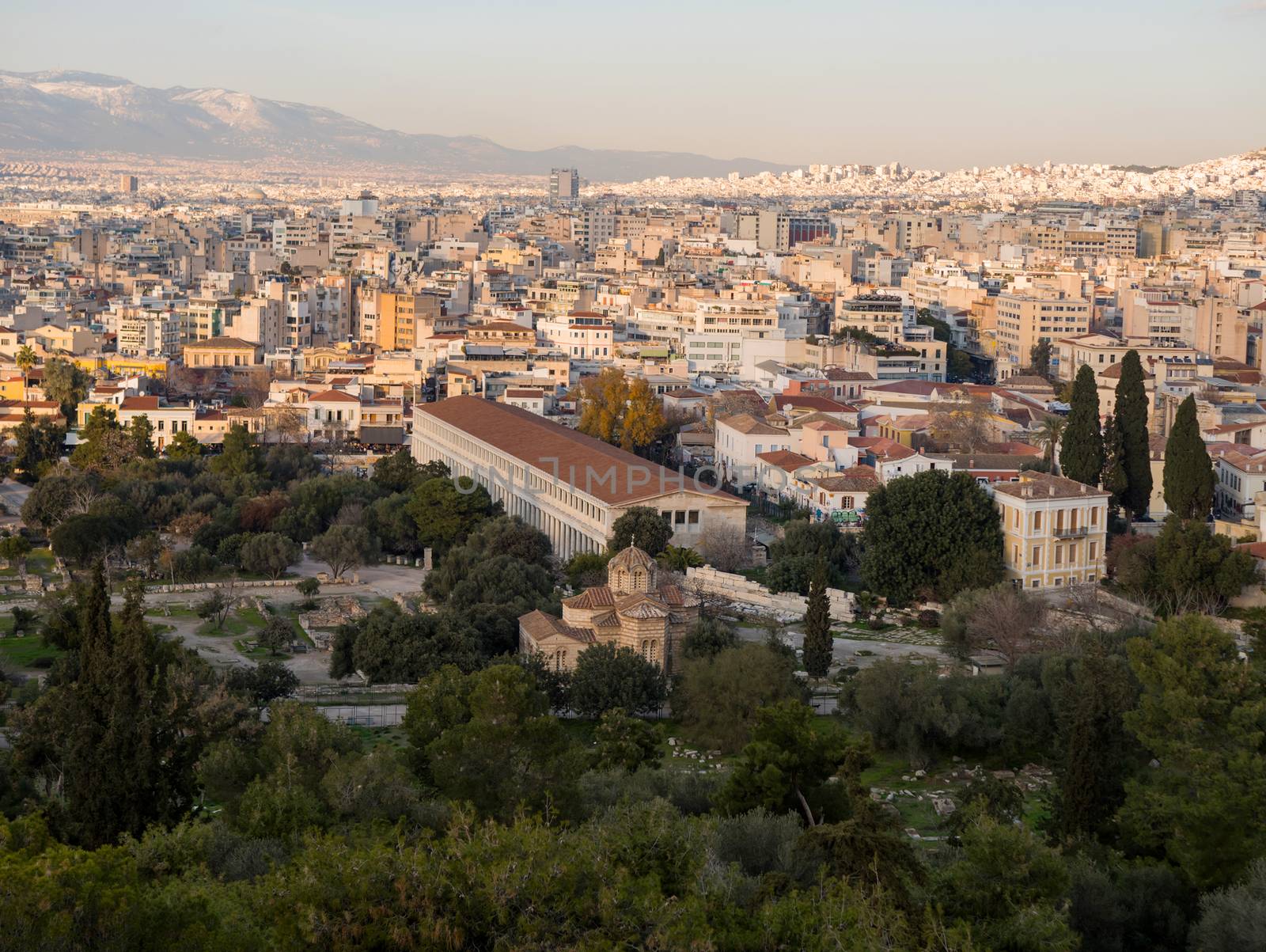 Panoramic view of Athens city in the afternoon