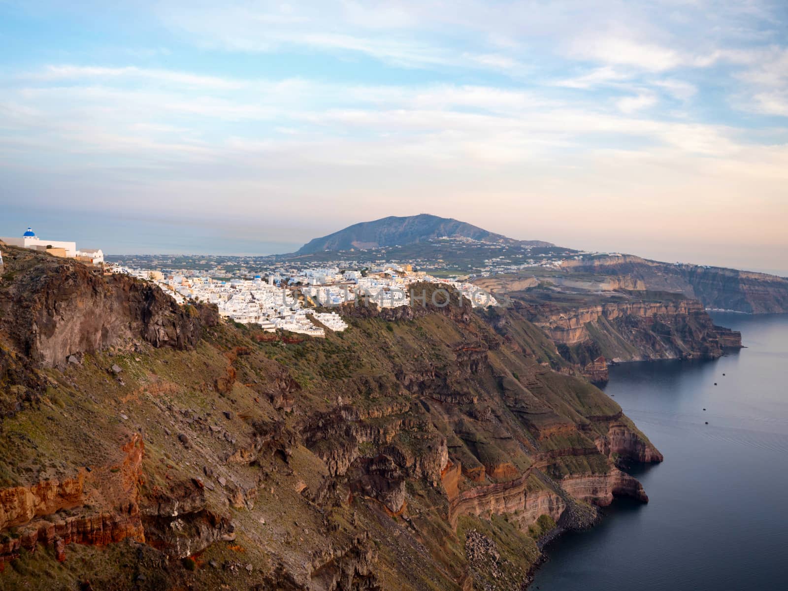 Panoramic view of fira in Santorini island in Cyclades,Greece