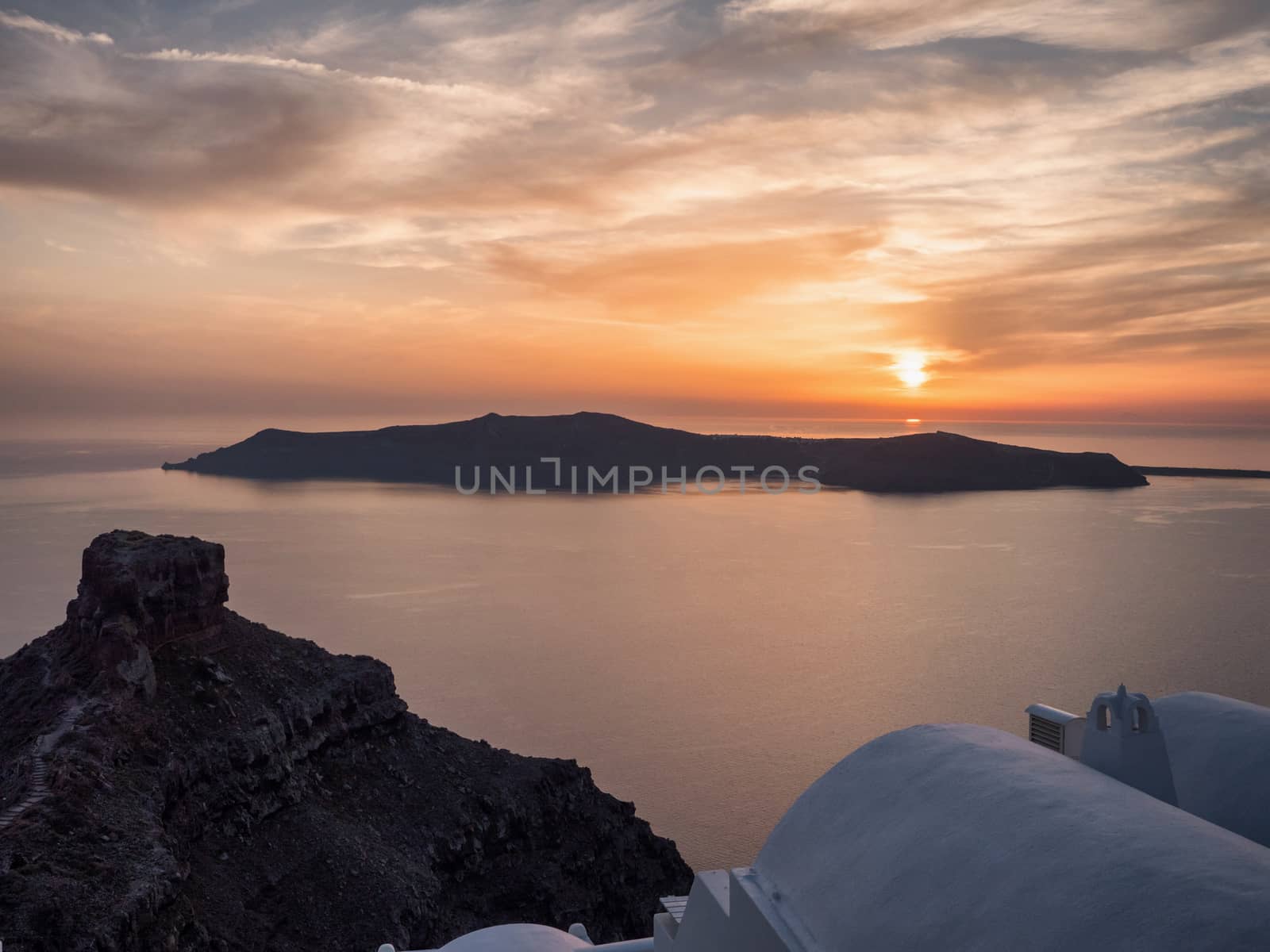 Panoramic view of the volcano of Santorini island in Cyclades,Greece