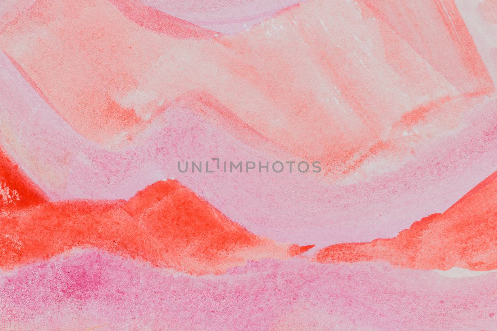 Watercolor painting. Red and pink gradient. Pink watercolor background