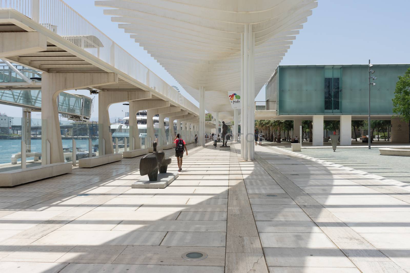 a pathway against the sea at Malaga, Spain, Europe on a bright summer day