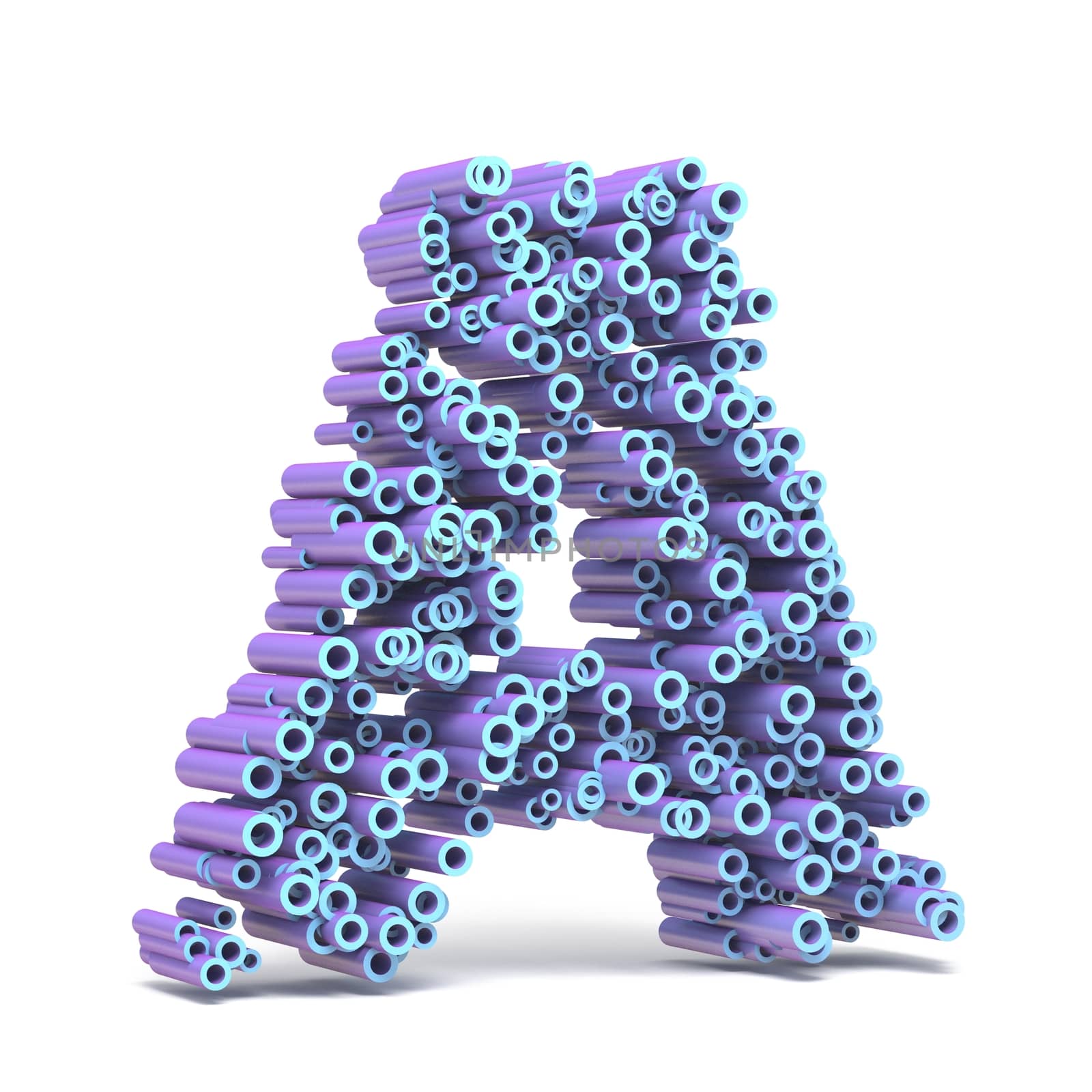 Purple blue font made of tubes LETTER A 3D by djmilic