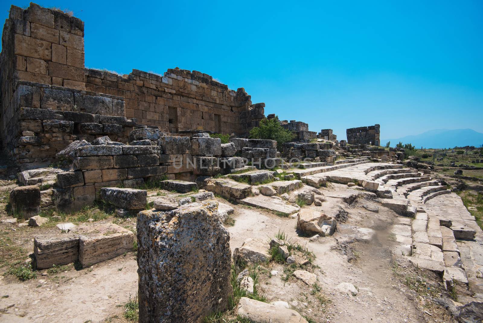 photo of ancient city Hierapolis, near modern turkey city Denizli, Turkey