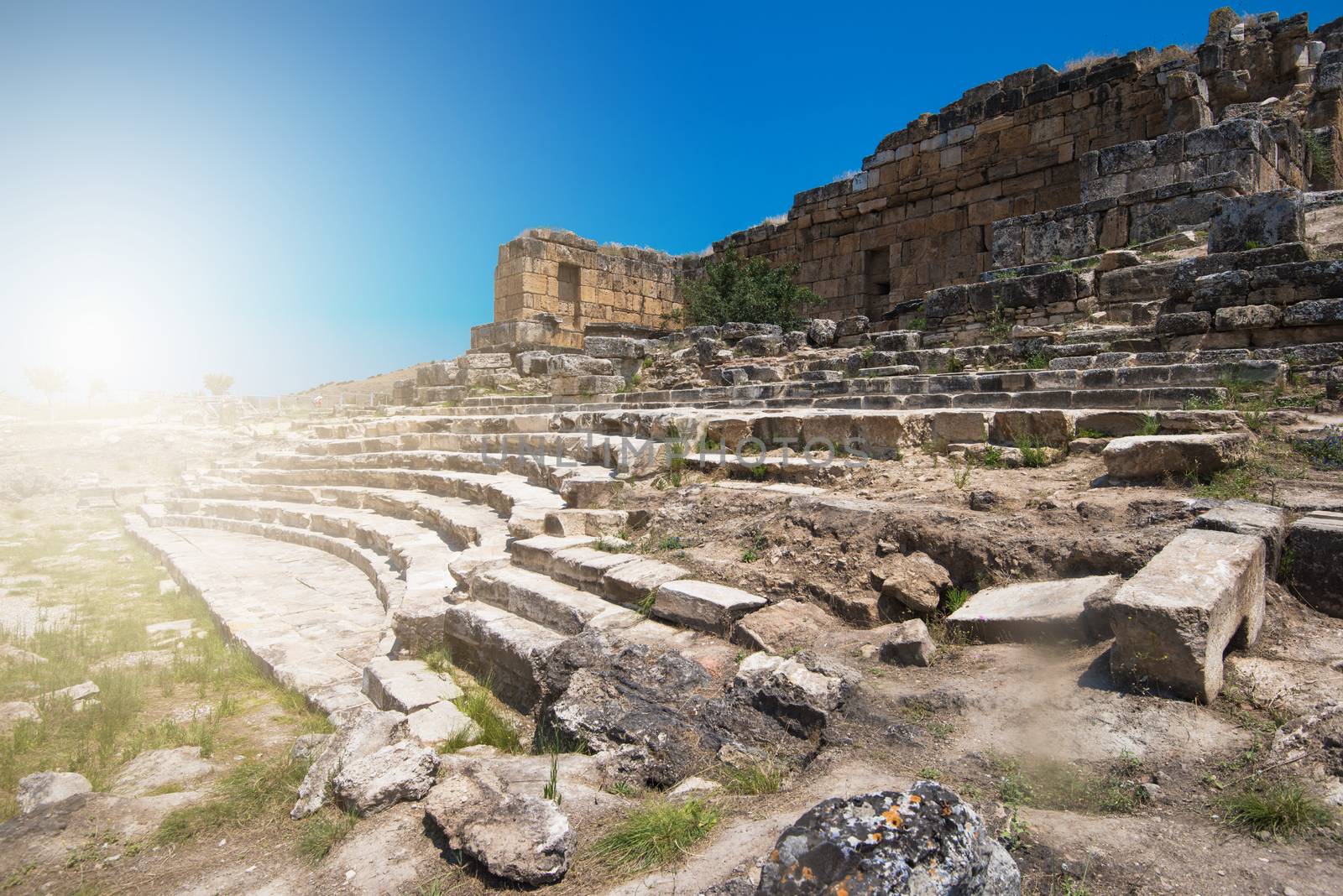 photo of ancient city Hierapolis, near modern turkey city Denizli, Turkey