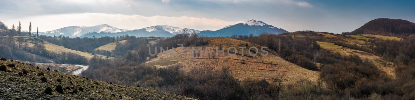 panorama of Borzhava mountain ridge in springtime by Pellinni