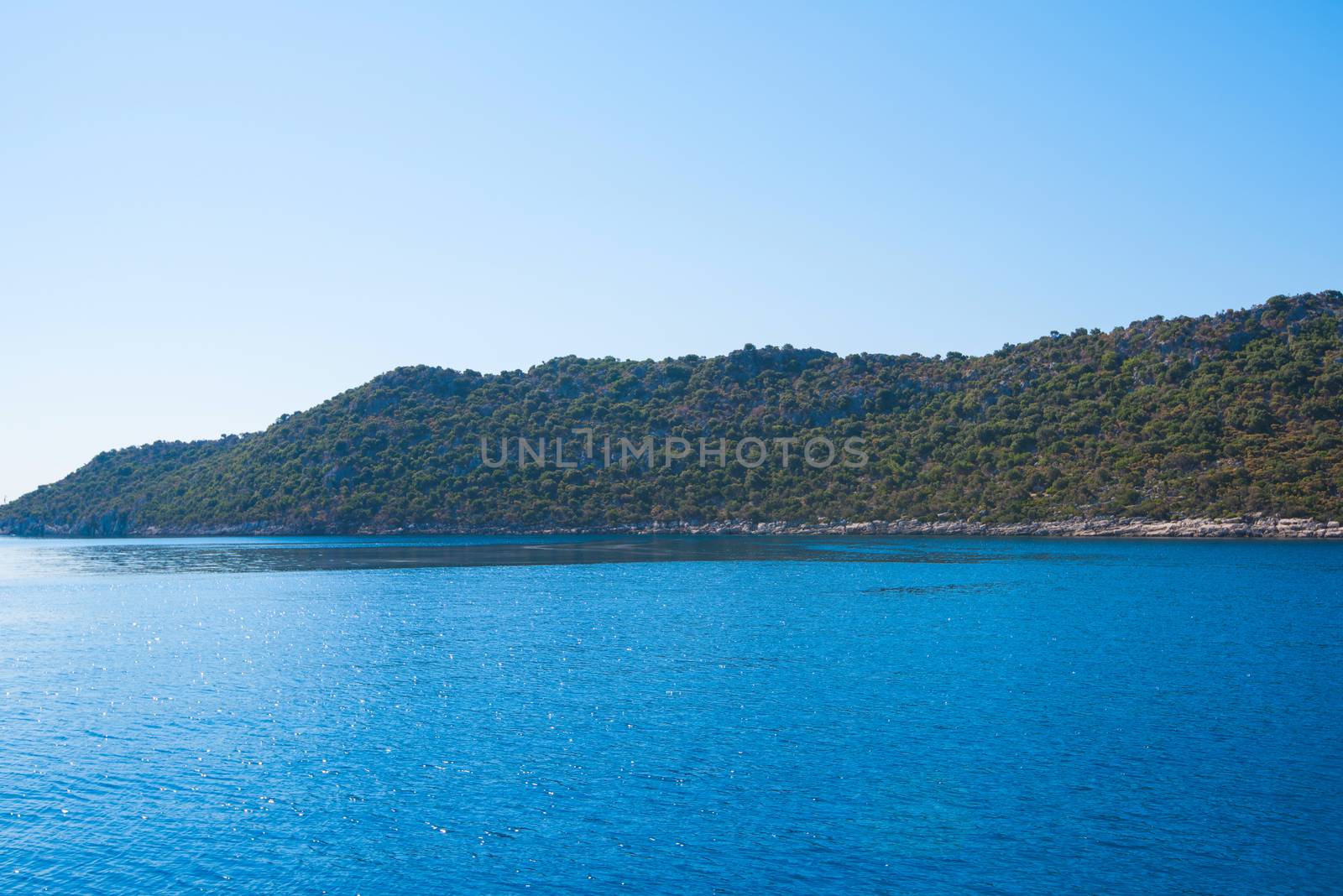 Sea, near ruins of the ancient city on the Kekova island, Turkey