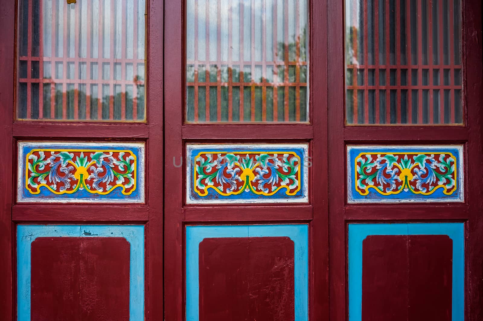 Traditional Chinese Building with Chinese Artwork on Doors