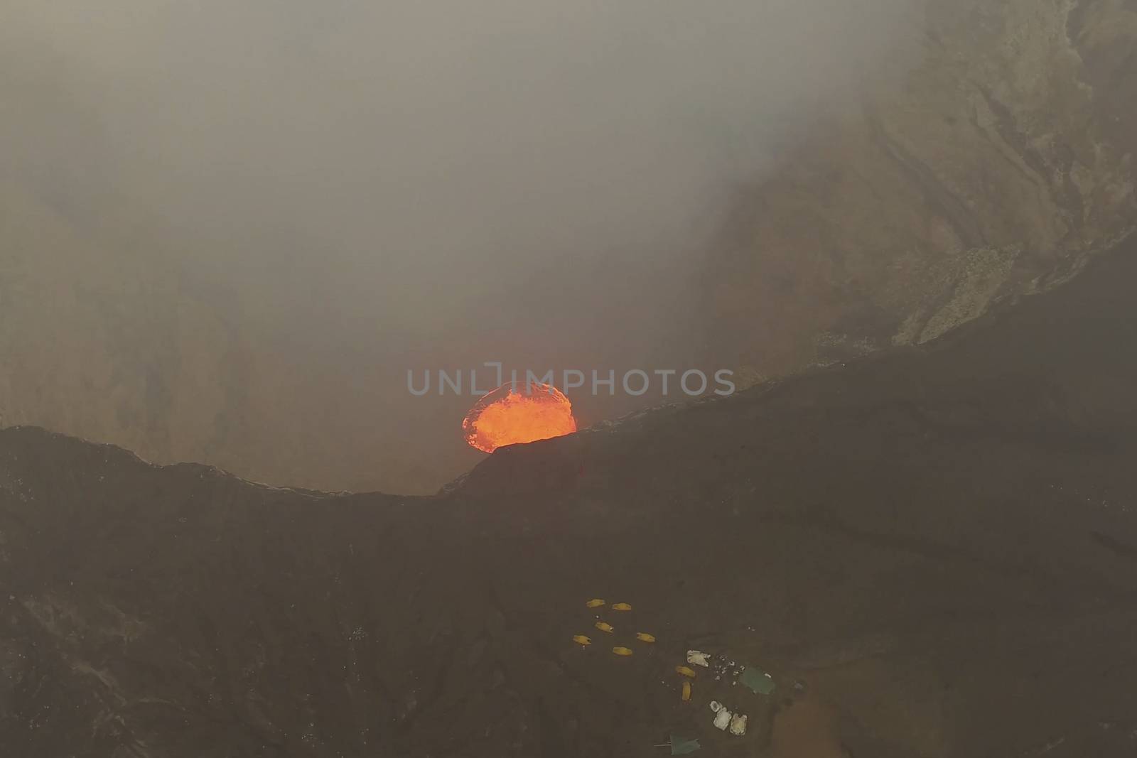 Mouth of the volcano with magma. Molten magma in the muzzle.