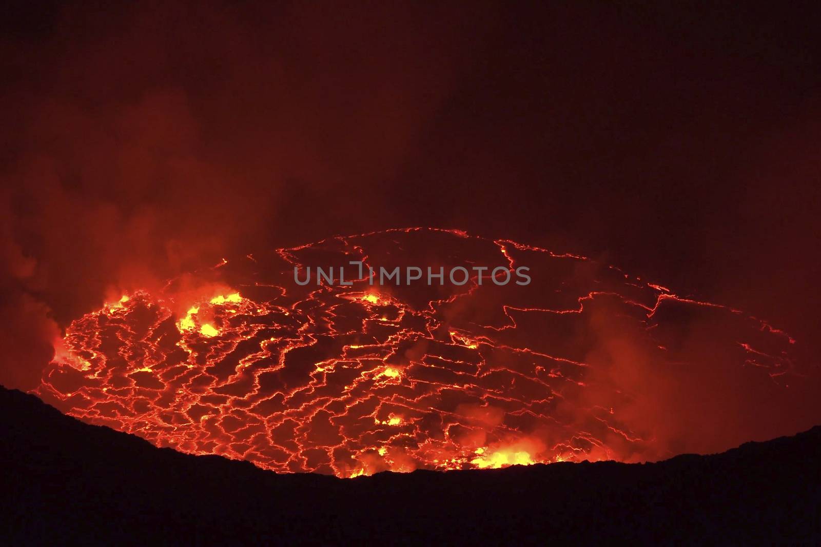 Mouth of the volcano with magma. Molten magma in the muzzle by nyrok