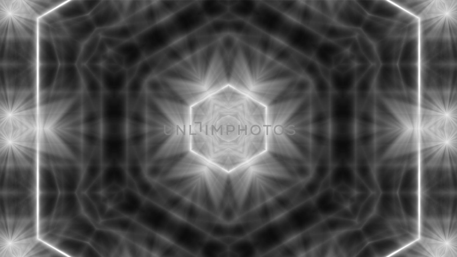 Abstract white kaleidoscope. 3d rendering digital background by nolimit046