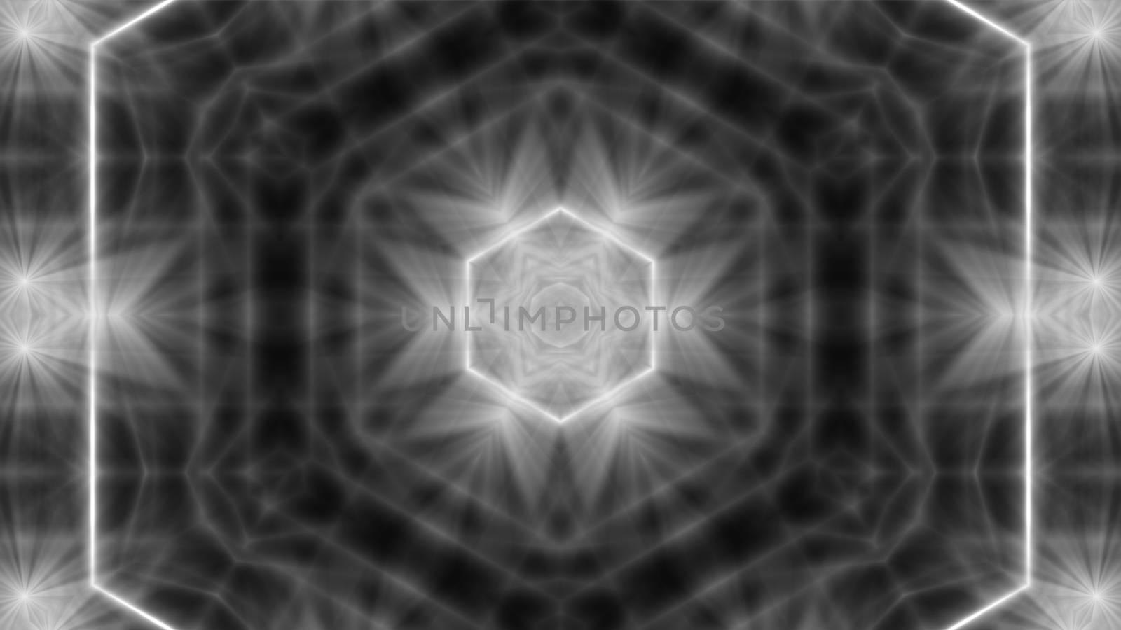 Abstract white kaleidoscope. 3d rendering digital background.