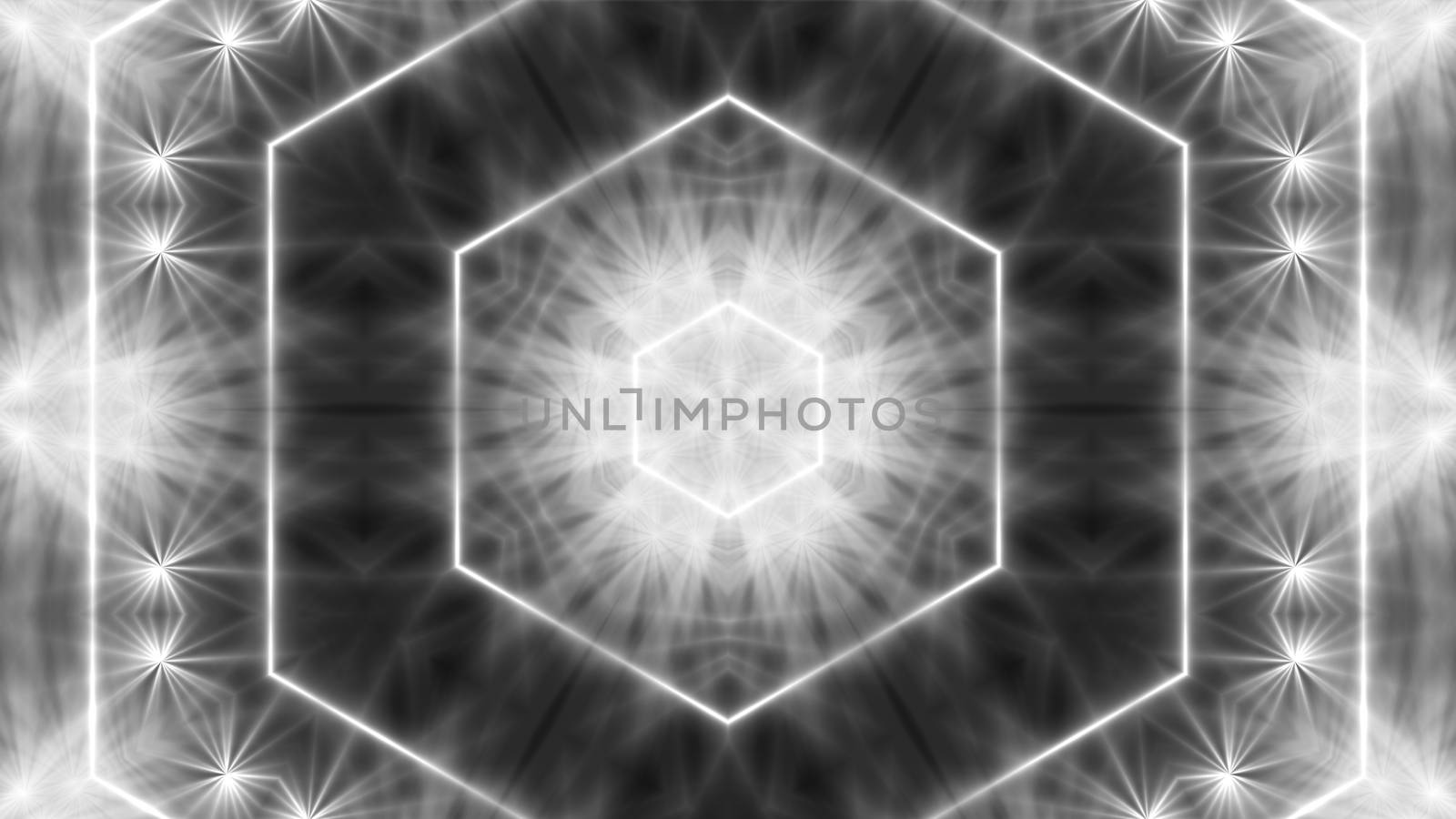 Abstract white kaleidoscope. 3d rendering digital background.