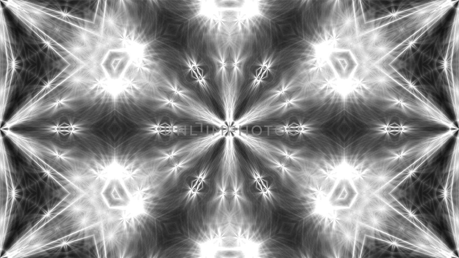 Abstract white kaleidoscope. 3d rendering digital background.