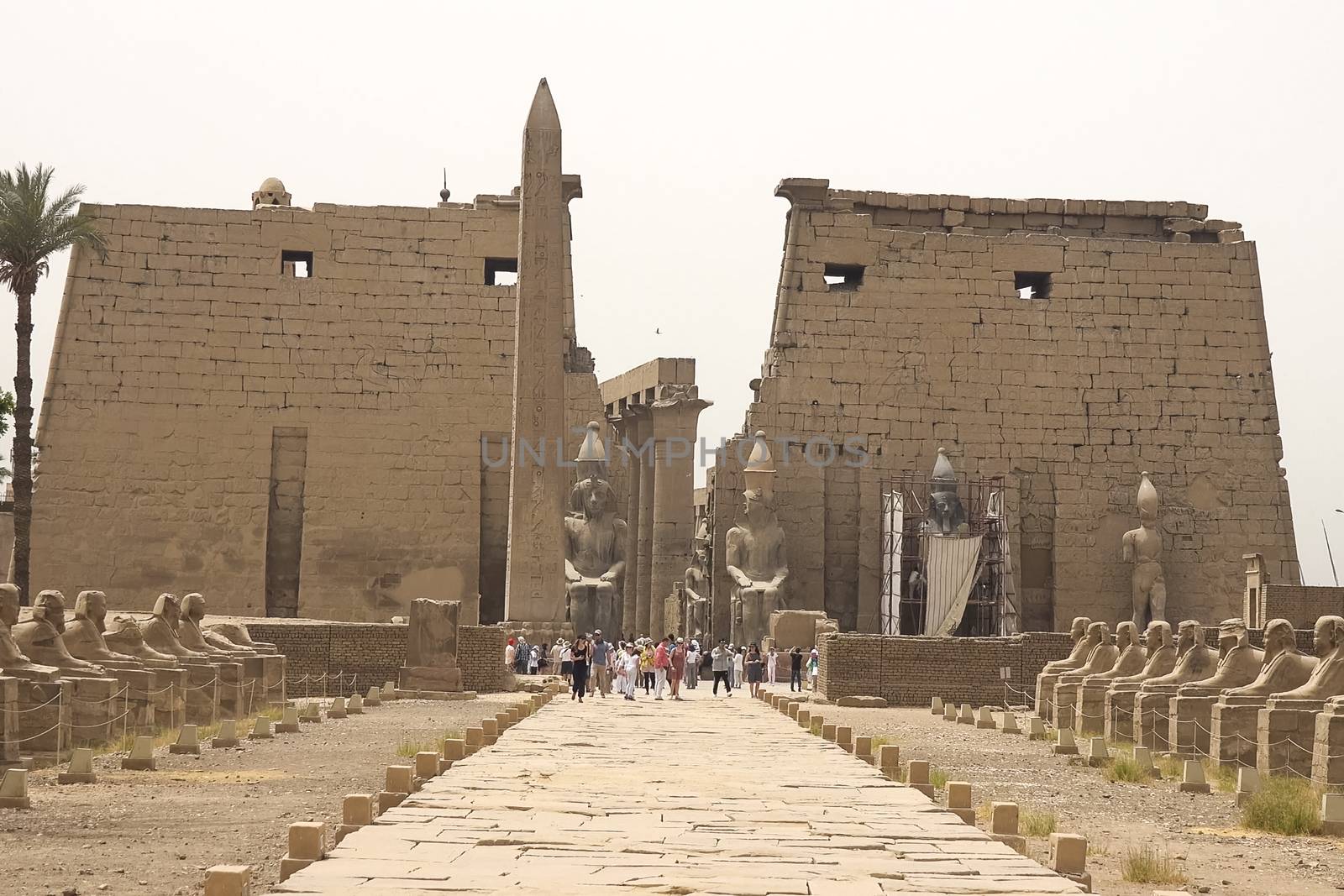 Buildings and columns of ancient Egyptian megaliths. Ancient ruins of Egyptian buildings