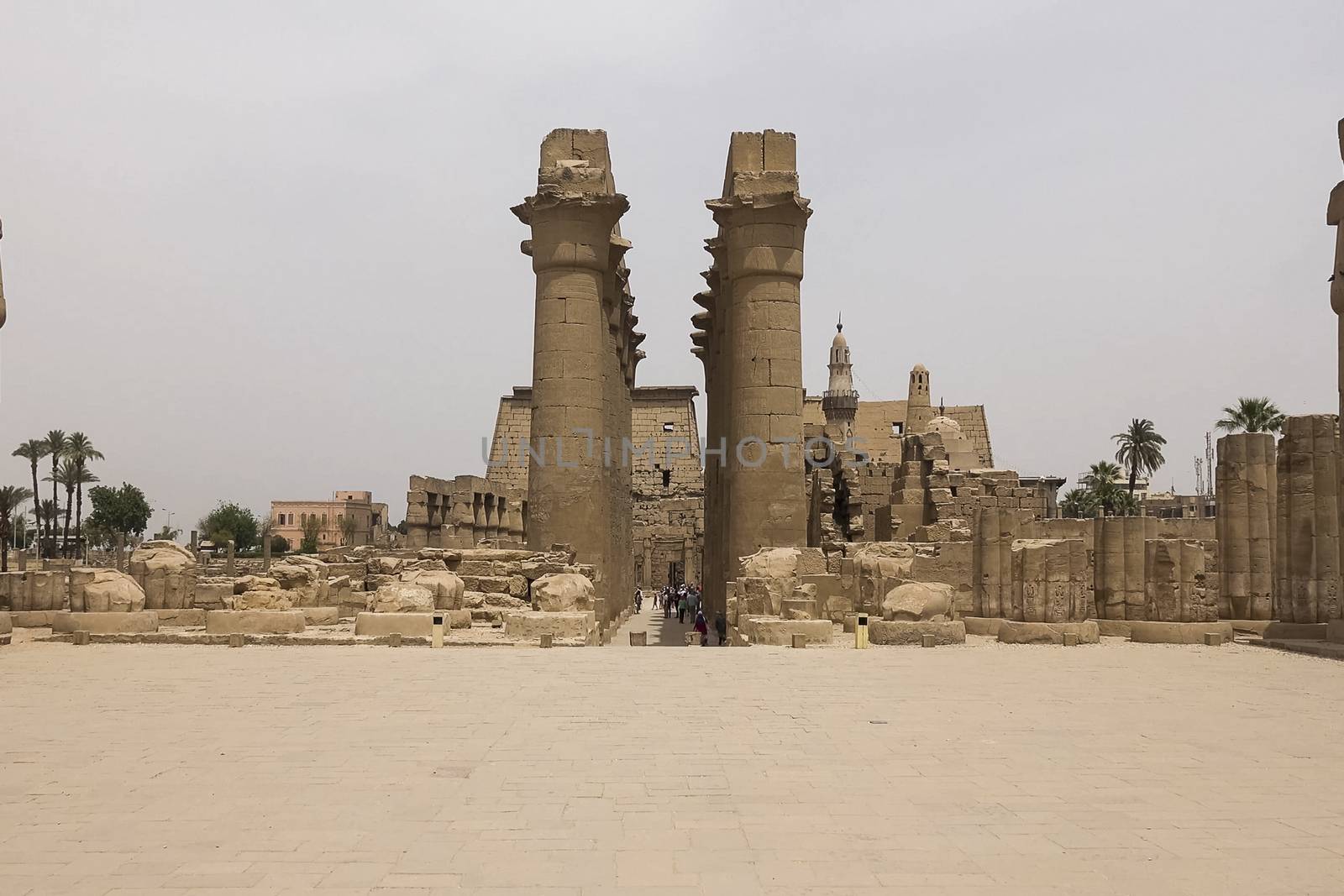 Buildings and columns of ancient Egyptian megaliths. Ancient ruins of Egyptian buildings. by nyrok