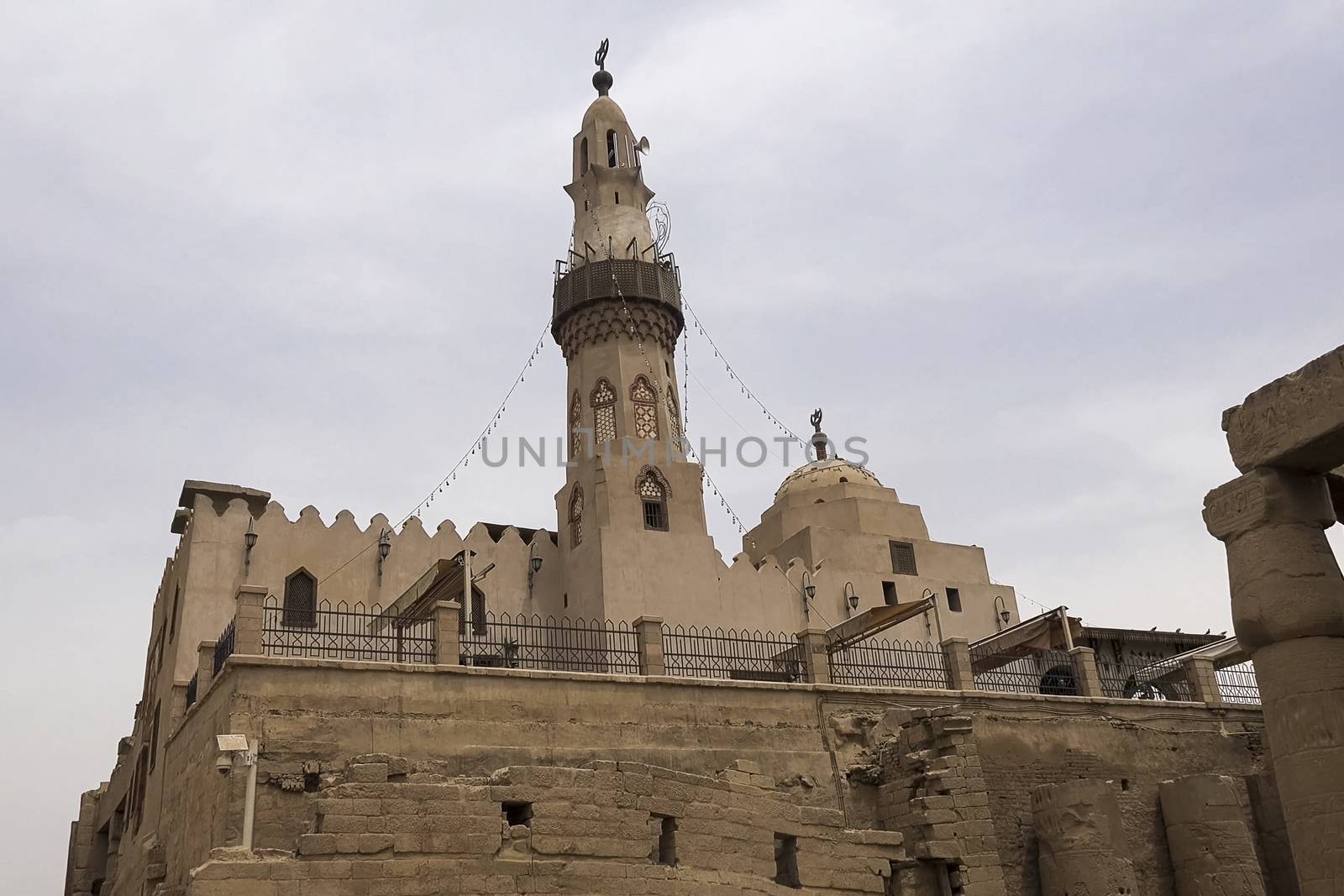 Buildings and columns of ancient Egyptian megaliths. Ancient ruins of Egyptian buildings