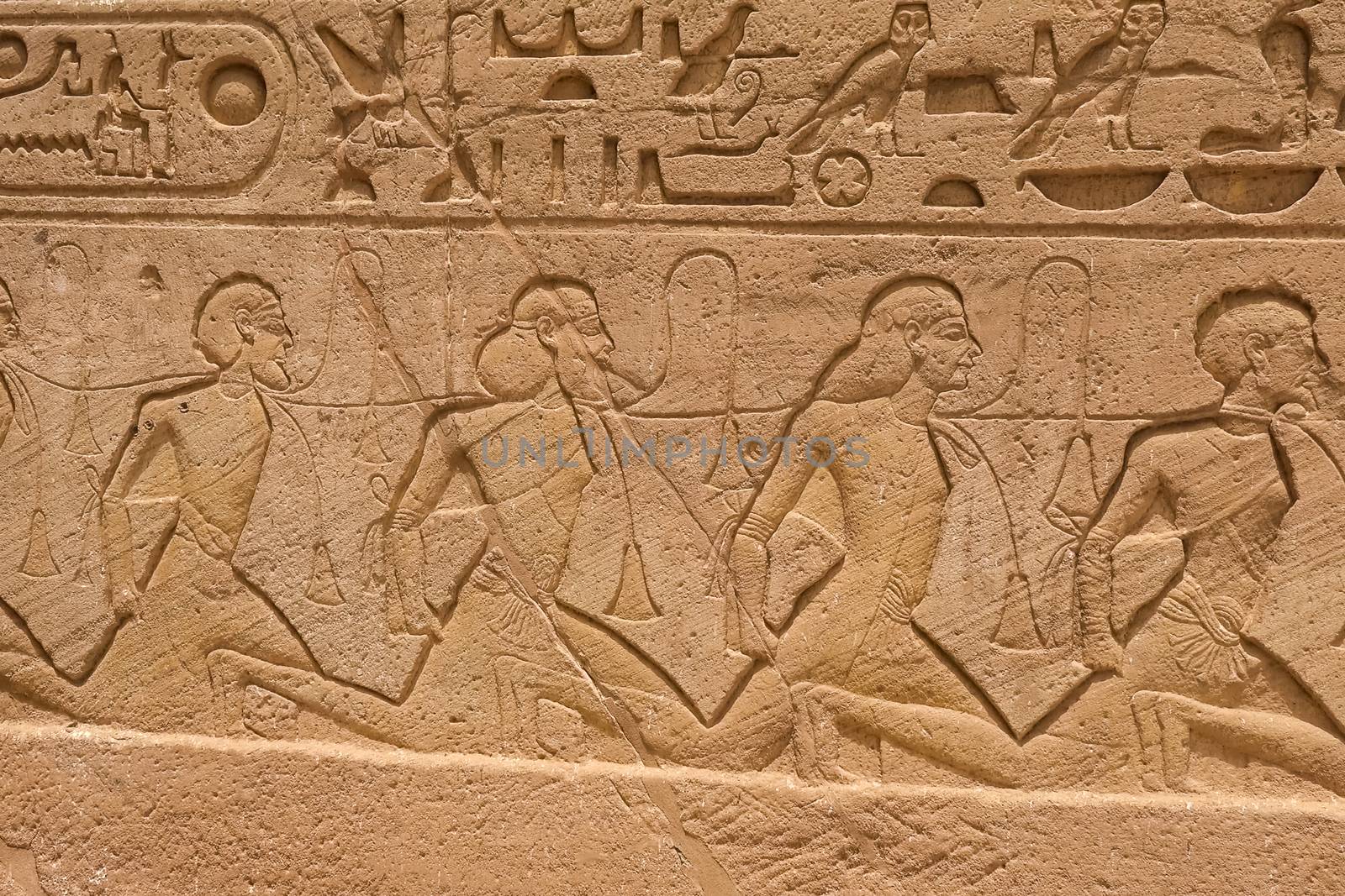 Egyptian hieroglyphs and drawings on the walls and columns. Egyptian language, The life of ancient gods and people in hieroglyphics and drawings