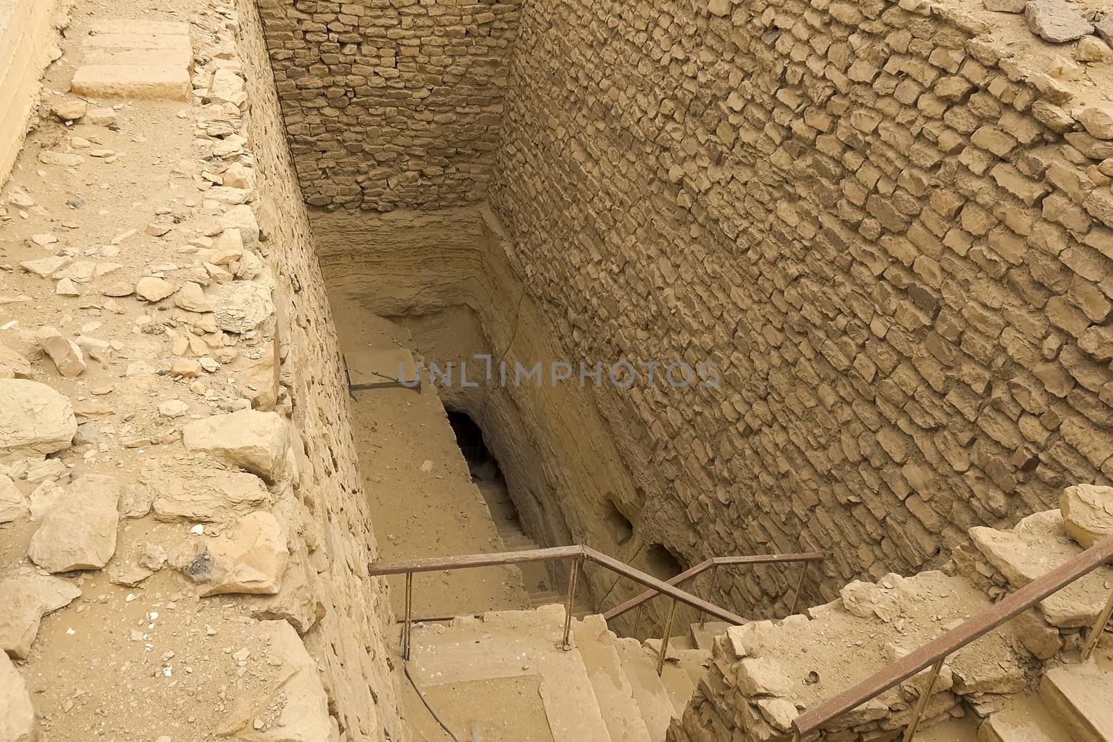 Underground entrance near the pyramid. Ancient buildings. by nyrok