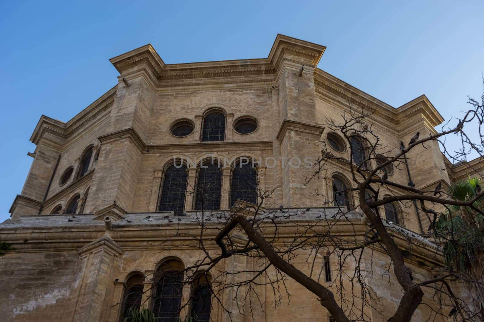 Cathedral of the Incarnation in malaga, Spain, Europe at golden sunset hour