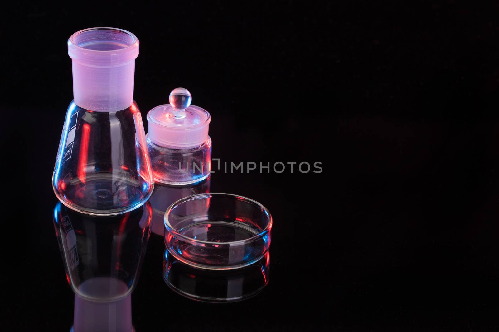 The Chemistry Lab background. Various glass chemistry lab equipment by igor_stramyk