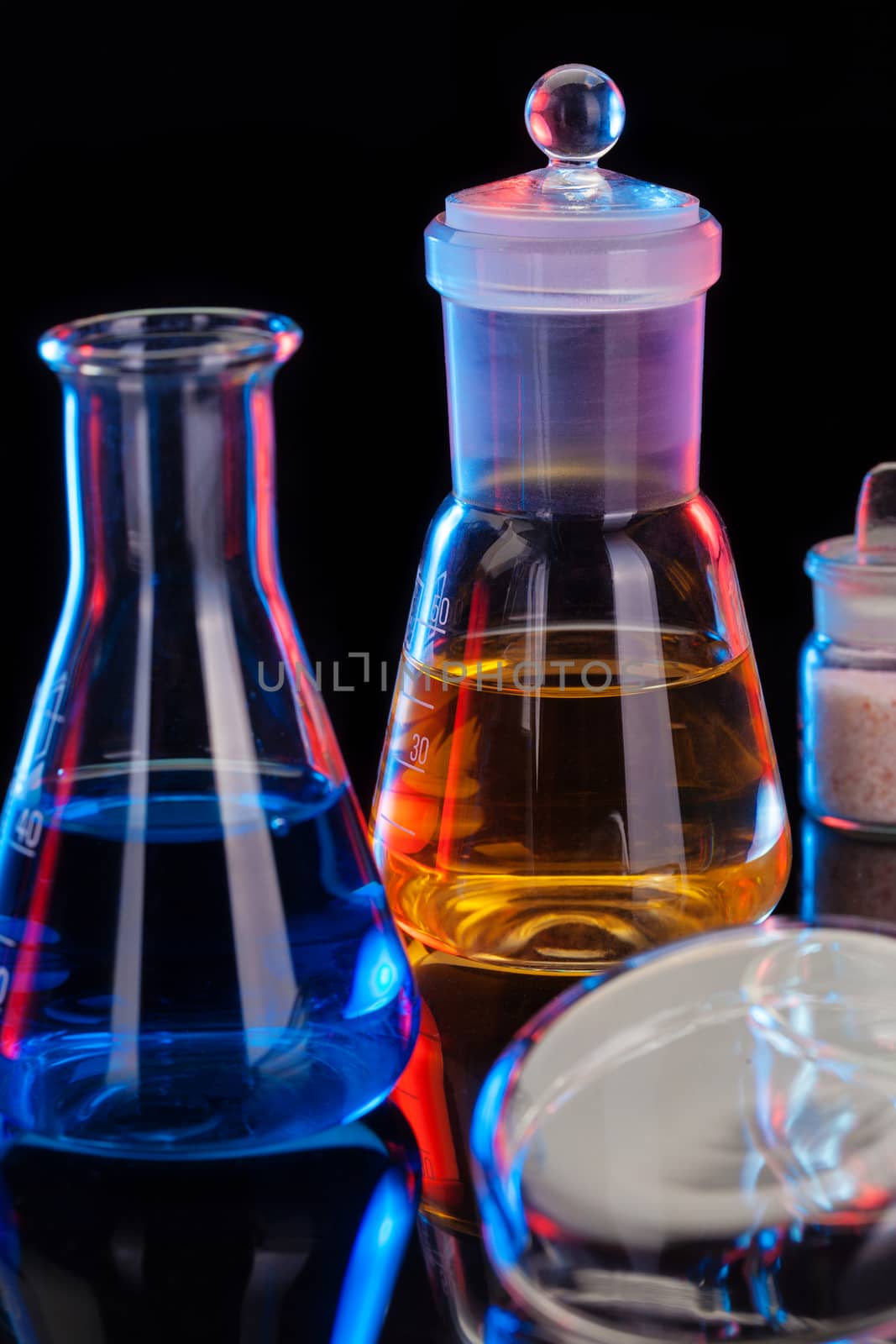 The Chemistry Lab background. Various glass chemistry lab equipment by igor_stramyk