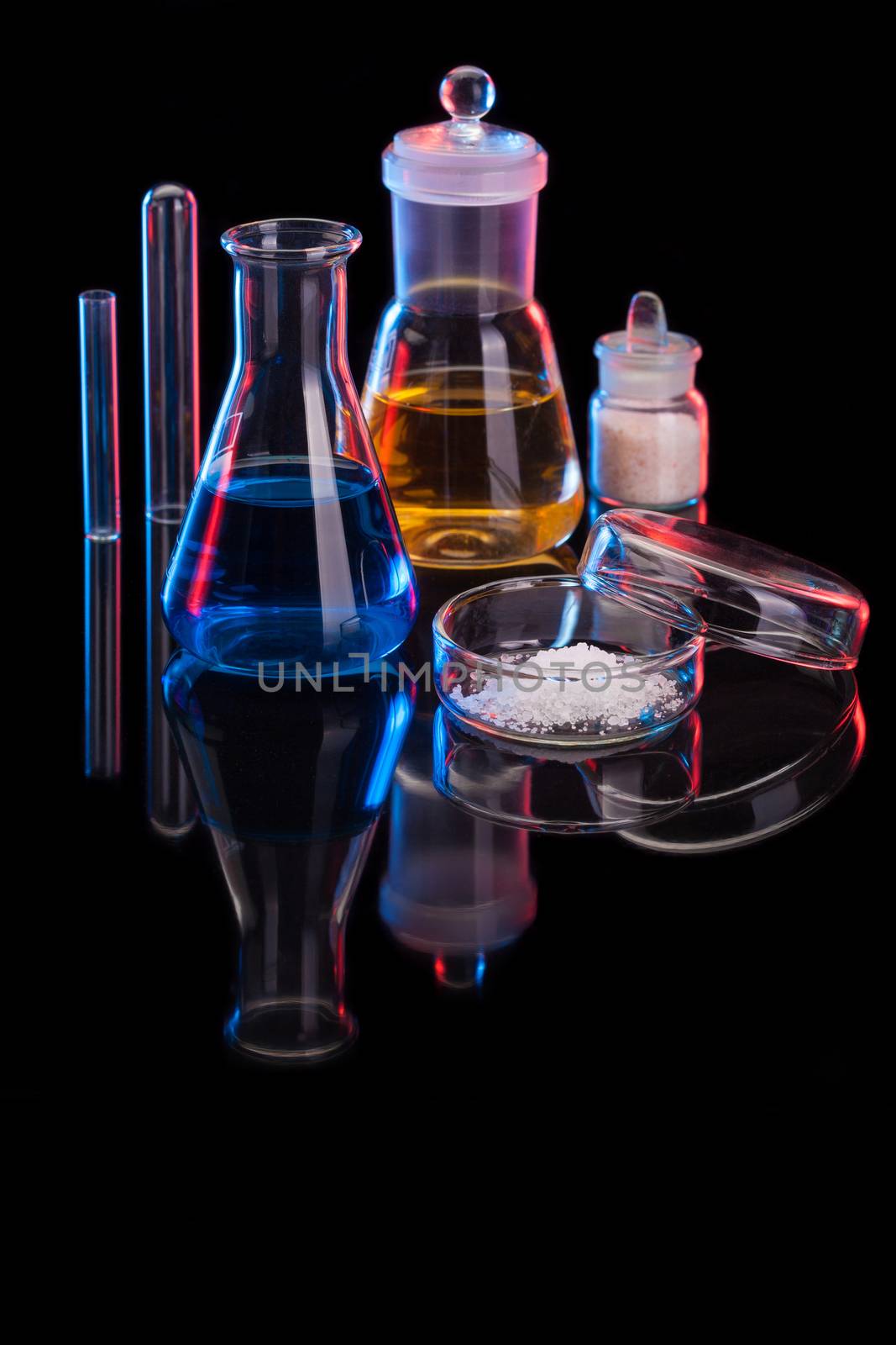 The Chemistry Lab background. Various glass chemistry lab equipment by igor_stramyk