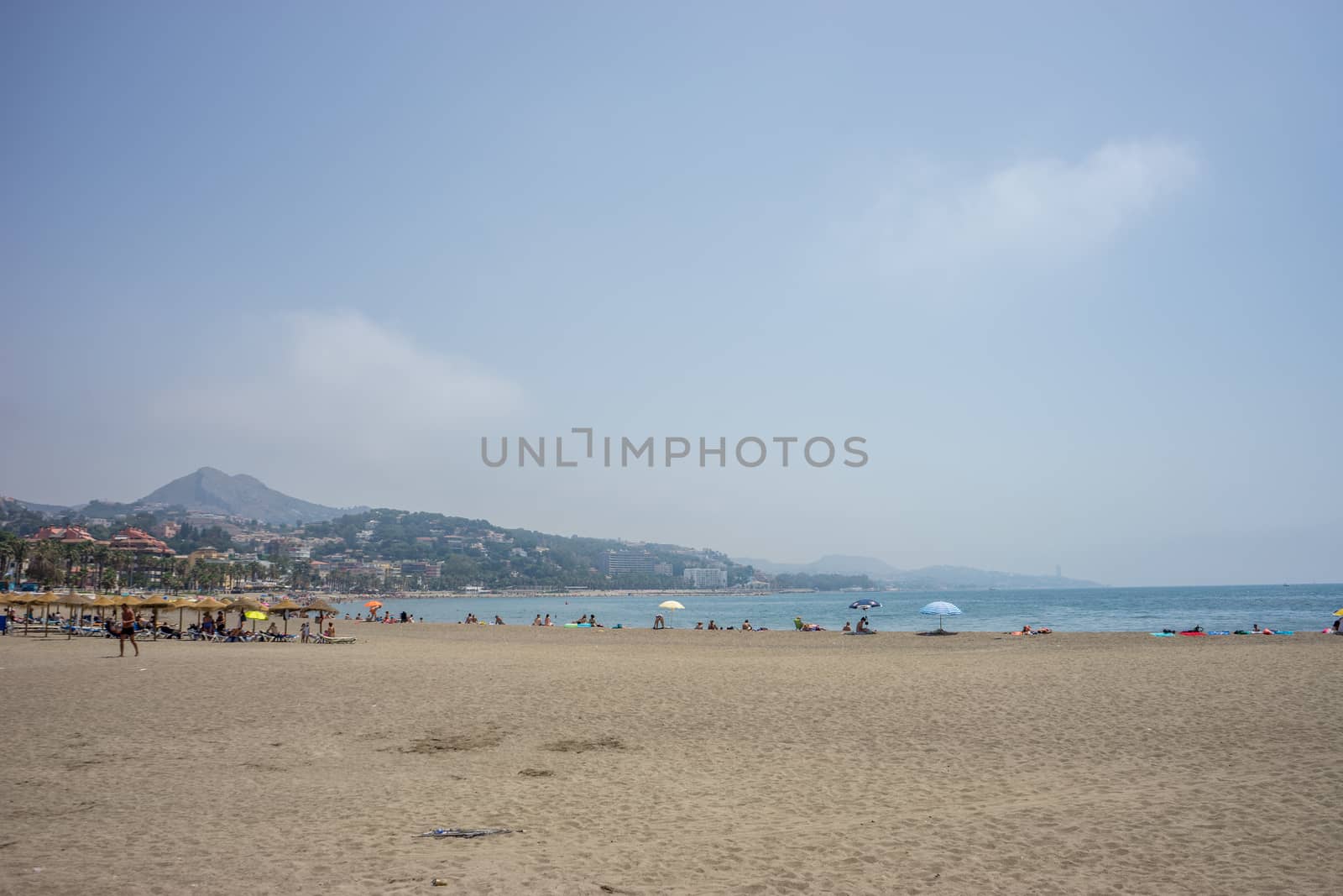 A hill overlooking the sandy Malagueta beach at Malaga, Spain, E by ramana16