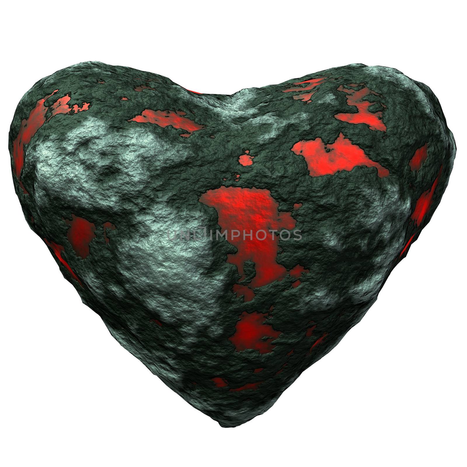 Abstract Petrous Heart 3d illustration- Heart over withe