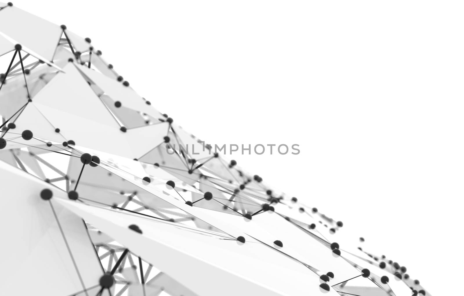 Creative social network. Abstract polygonal background. 3d illustration