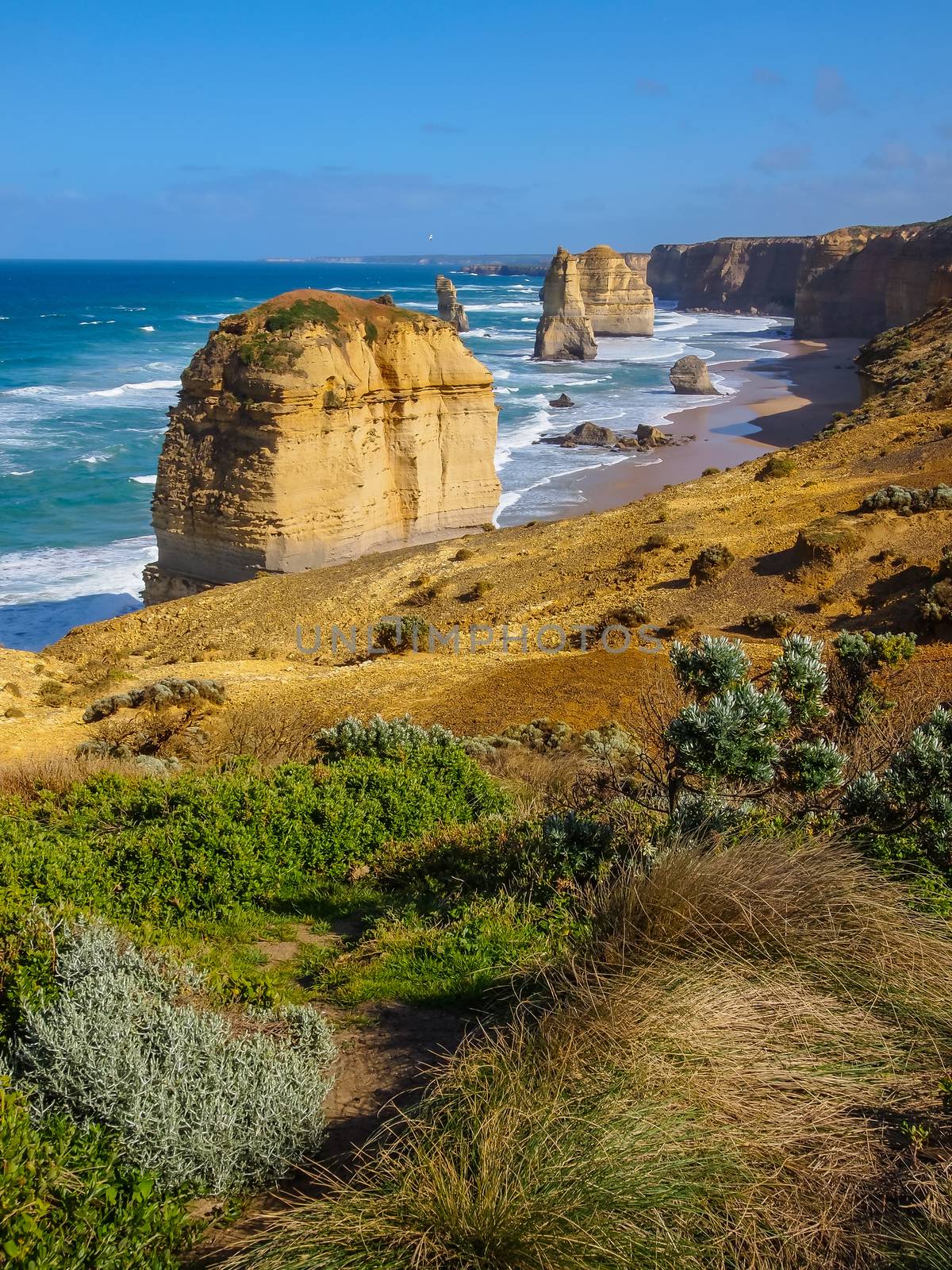 Beautiful view of Twelve Apostles, famous landmark along the Great Ocean Road, Australia