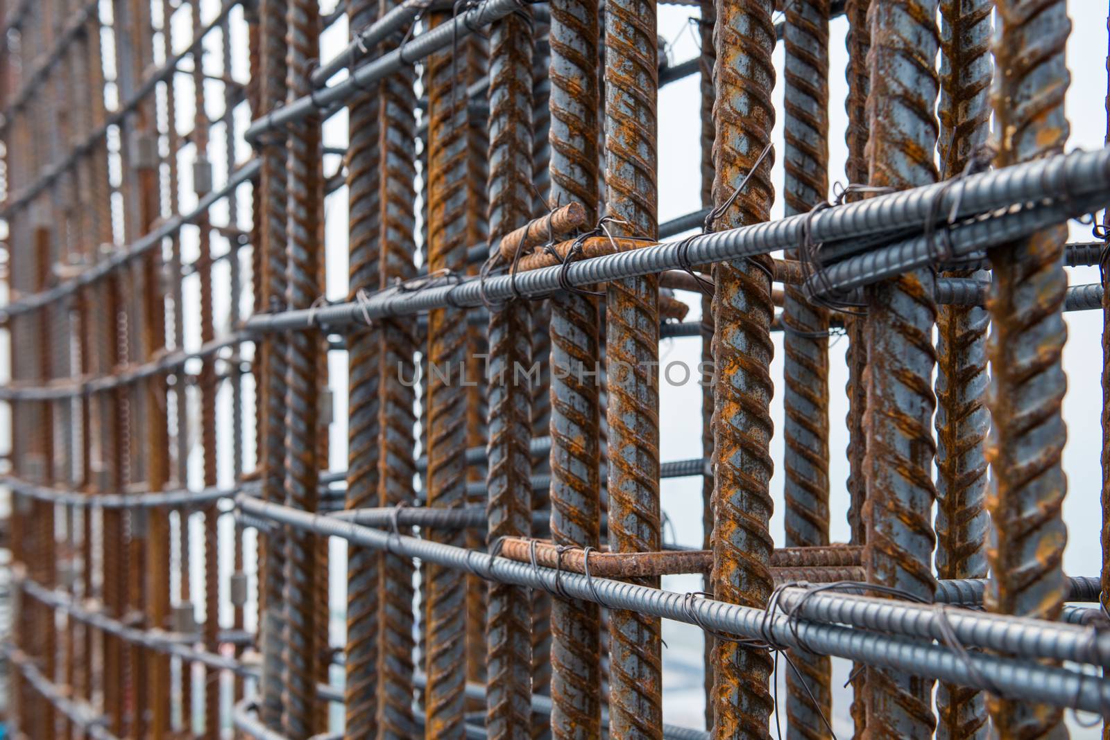 steel reinforcements at building construction site