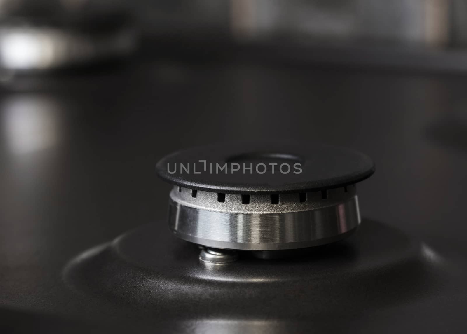 new gas burner close-up on a black background
