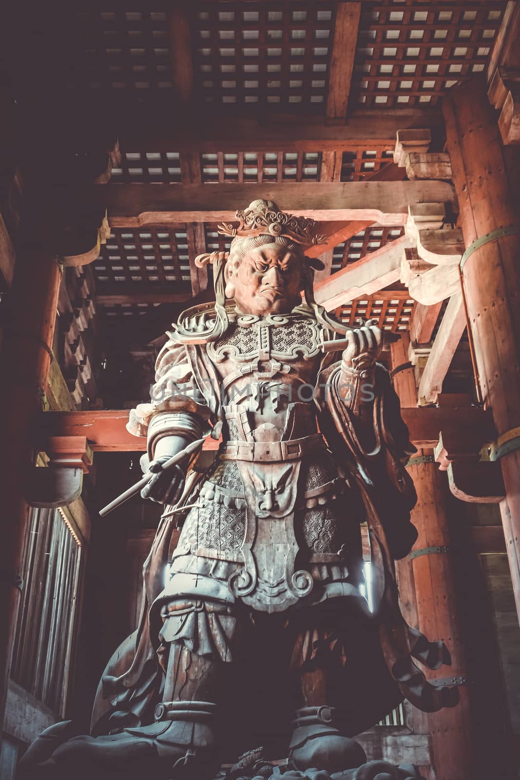 Komokuten guardian statue in Daibutsu-den Todai-ji temple, Nara, Japan
