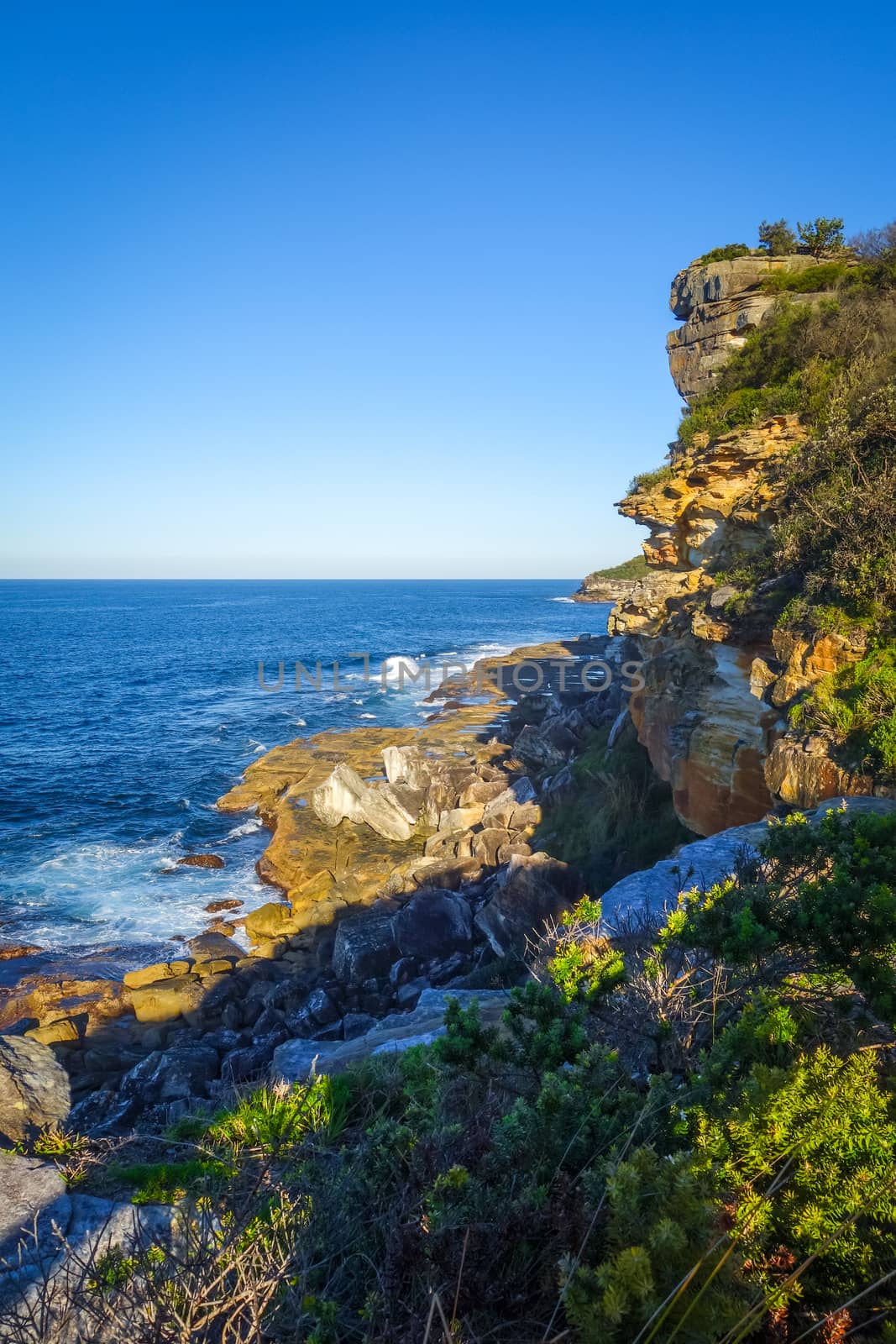 Manly Beach coastal cliffs in Sydney, Australia