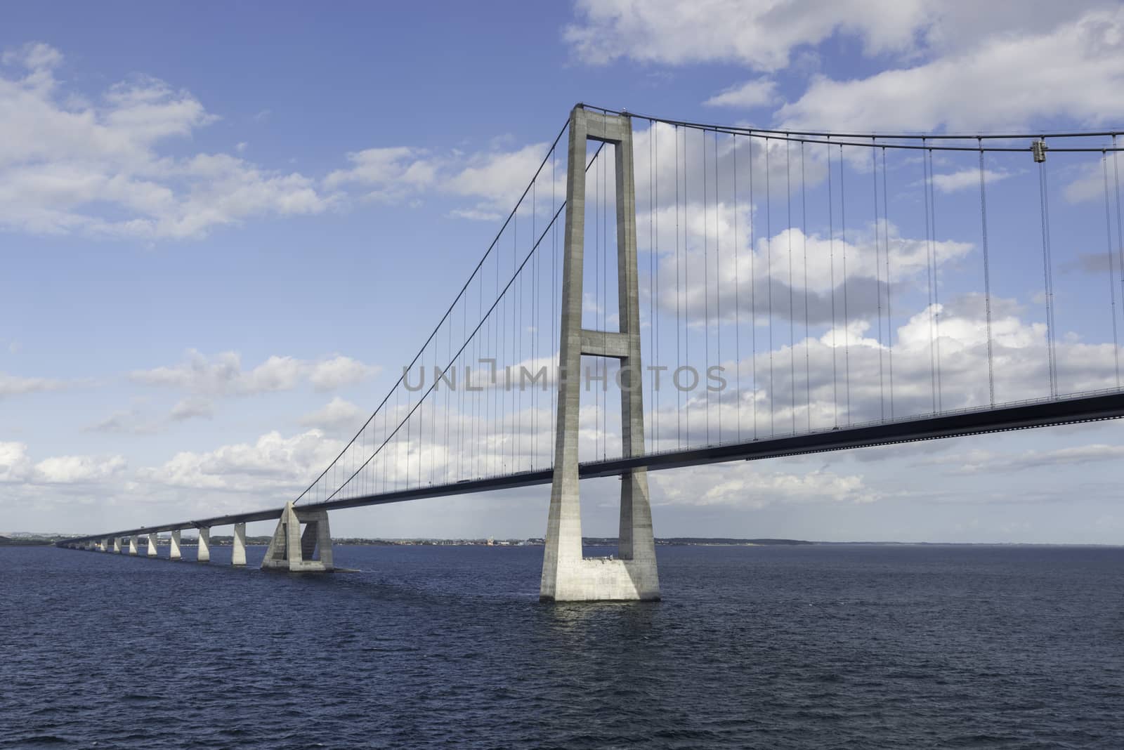 Suspension bridge Great Belt Denmark connecting the Zealand and Funen