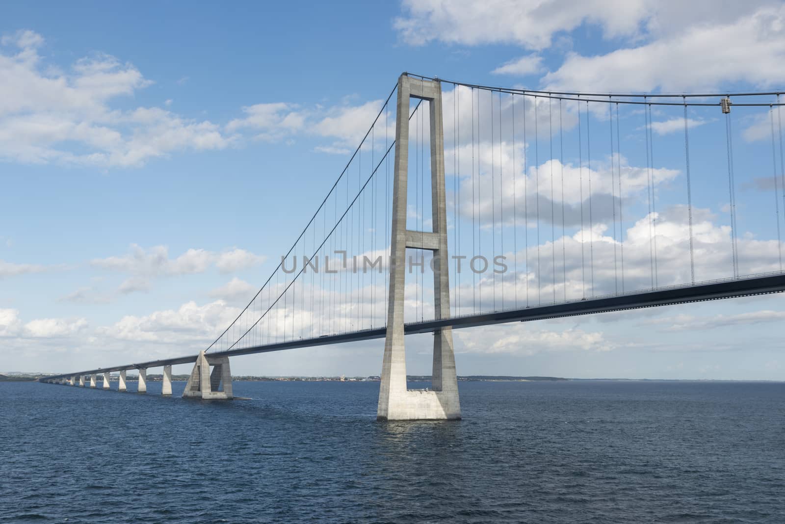 Suspension bridge Great Belt Denmark connecting the Zealand and Funen